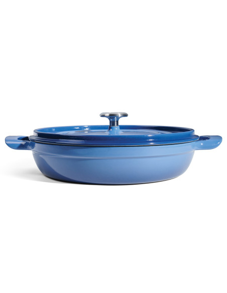 Cacerola baja de 30 cm de Tramontina, de hierro fundido esmaltado en azul, 3,8 l