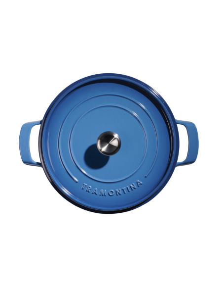Lage braadpan 30 cm van Tramontina, blauw geëmailleerd gietijzer, 3,8 l