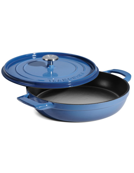 Lage braadpan 30 cm van Tramontina, blauw geëmailleerd gietijzer, 3,8 l