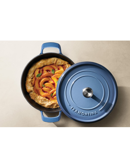 Casseruola bassa da 30 cm Tramontina in ghisa smaltata blu, 3,8 L