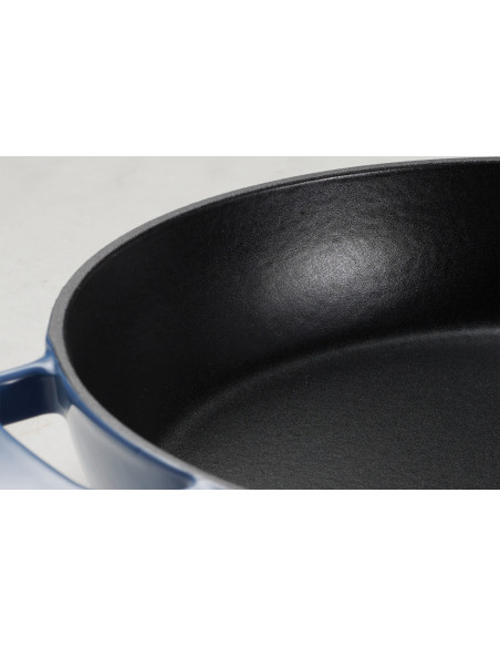 Flacher Schmortopf 30 cm von Tramontina, blau emailliertes Gusseisen, 3,8 l
