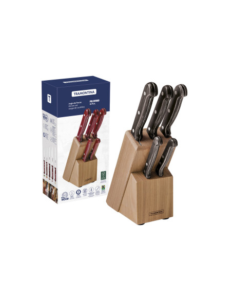 Juego de 5 cuchillos Tramontina Polywood fabricados en Technobois y acero inoxidable