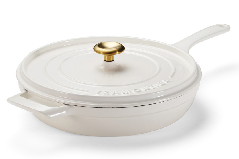 Tramontina Ampezzo geëmailleerde gietijzeren sauteerpan van 30 cm, kleur: latte, 3,8 l