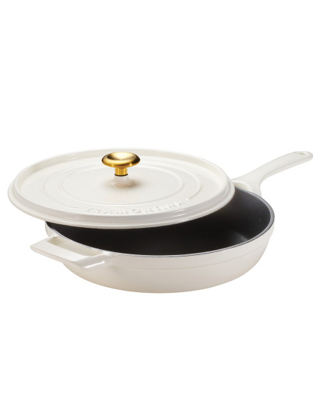 Tramontina Ampezzo 30 cm:n emaloitu valurautainen paistinpannu, Latte, 3,8 l