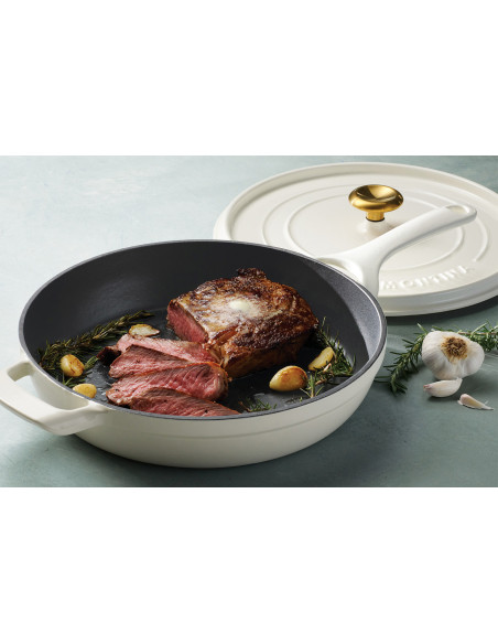 Tramontina Ampezzo 30 cm Enameled Cast Iron Sauté Pan, Latte, 3.8 L