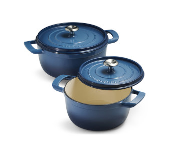 Tramontina Ampezzo Round Cast-Iron Enameled Casserole, Blue 2