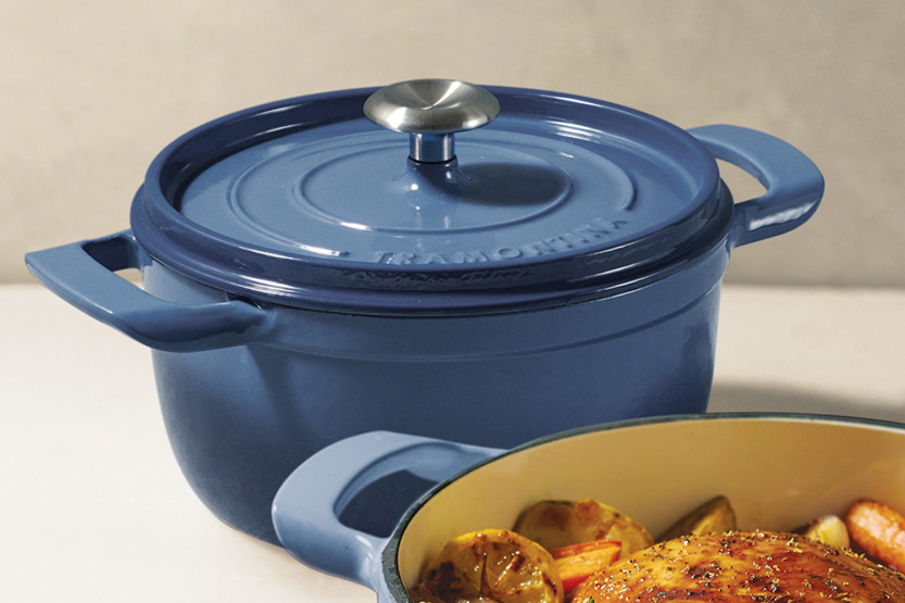Tramontina Ampezzo Round Cast-Iron Enameled Casserole, Blue
