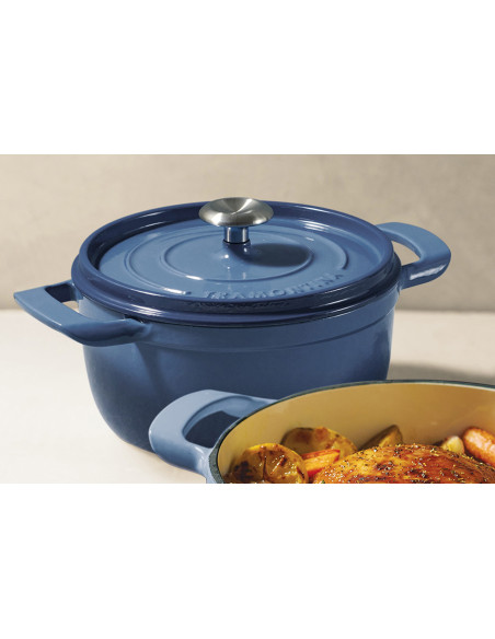 Tramontina Ampezzo Round Cast-Iron Enameled Casserole, Blue
