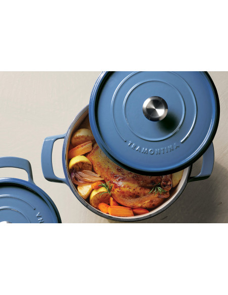Tramontina Ampezzo Round Cast-Iron Enameled Casserole, Blue