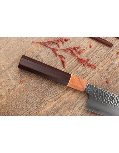 17 cm Handcrafted Japanese Bunka Knife by Yuzo Akira, Tsuchime Finish, VG10 Steel