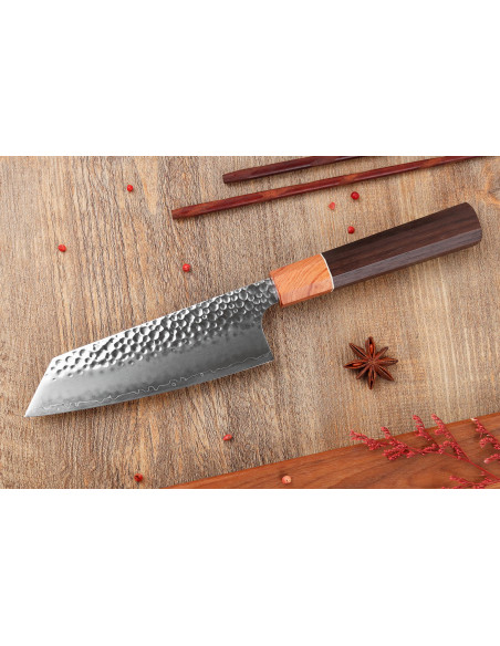 Håndlaget japansk Bunka -kniv, 17 cm, av Yuzo Akira, Tsuchime, VG10