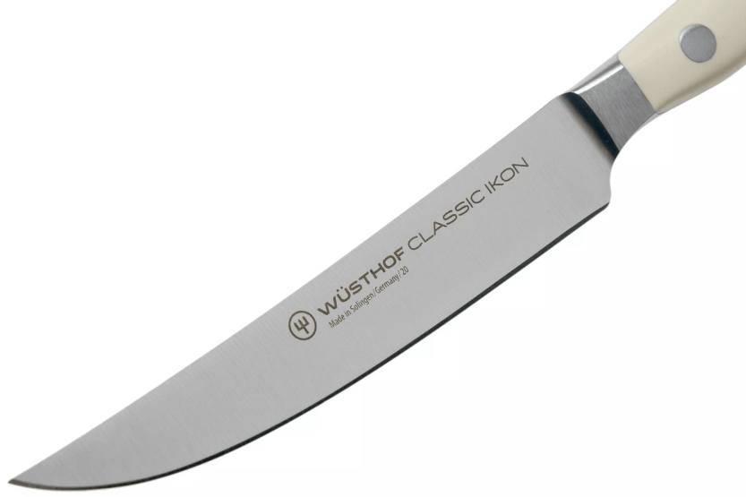 Coltello da bistecca forgiato Wüsthof Classic Ikon White 12 cm