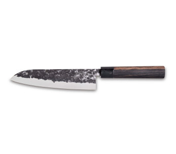 faca santoku Osaka 18cm 3 Claveles forjada à mão com cabo de granadilha