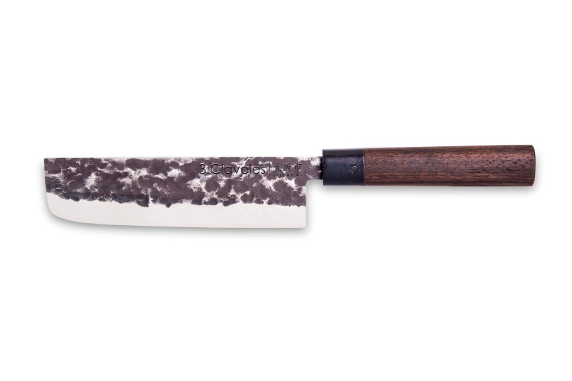 faca nakiri 3 Claveles Osaka 18cm forjada à mão com cabo de granadilha