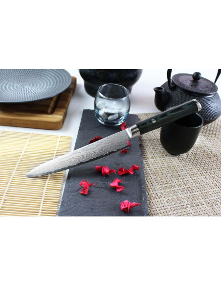Faca utilitária japonesa Satake Helios 15cm Damascus 69 camadas
