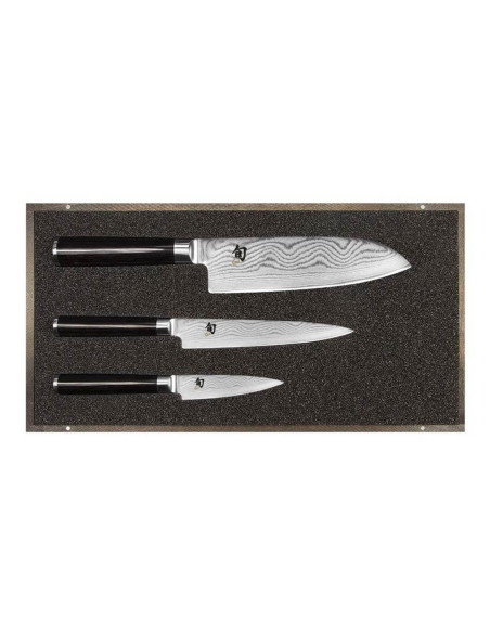 Sett med 3 Kai Shun Classic Damascus japanske kniver