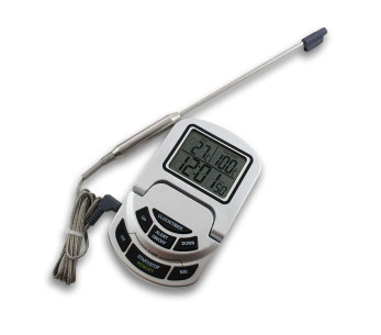 Digitalt, vippbart ovnstermometer fra 0 til +300 °C Alla France med sonde i rustfritt stål