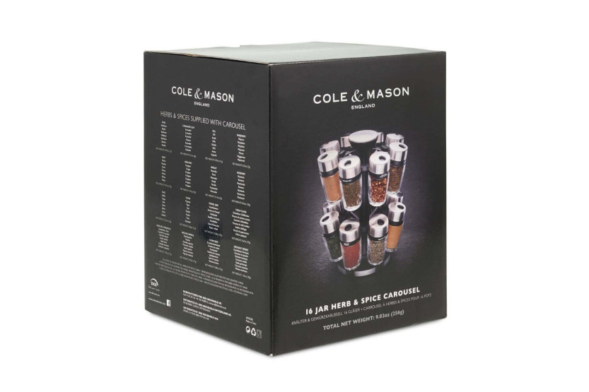 Cole & Mason Carrusel de 16 botellas de especias