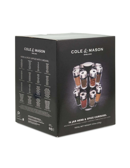 Cole & Mason krydderkarusell med 16 flasker