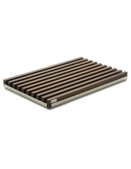 Wusthof skærebræt i rillet bøg med bakke i rustfrit stål - 40 x 25 x 3 cm