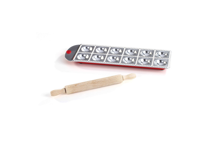Kitchen Artist 12-kops ronde raviolivorm + mini houten deegroller
