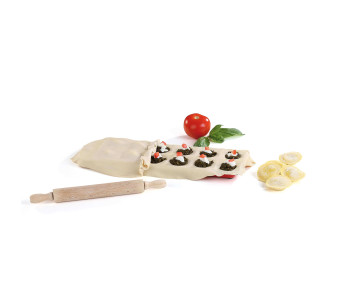 Molde para ravioli redondo de 12 tomadas + mini rolo de madeira Kitchen Artist 2