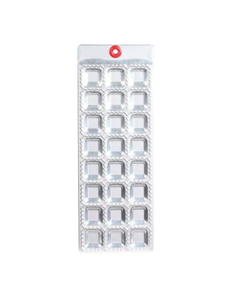 Molde para ravioli quadrado de 24 tomadas + mini rolo de madeira Kitchen Artist