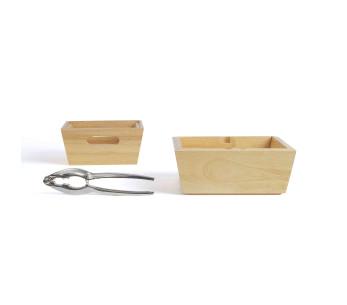 Conjunto de quebra-nozes Livoo com 2 taças de bambu empilháveis