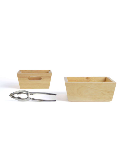 Livoo nutcracker set with 2 stackable bamboo bowls