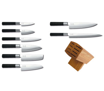 Eikeblokk med 8 Kai Wasabi Black japanske kniver 2