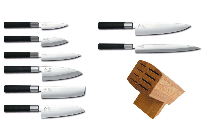 Tammi lohko 8 Kai Wasabi Black japanilaisella veitsellä