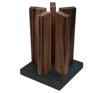 KAI Stonehenge Bloque para cuchillos cocina magnético en nogal y granito - Capacidad para 10 personas