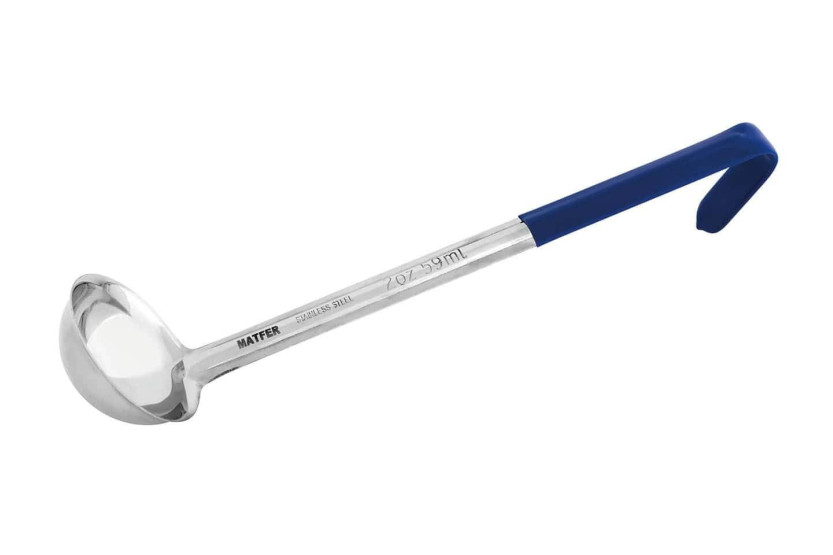 Matfer cazo profesional 5.9cl acero inoxidable 68mm mango azul