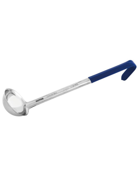 Matfer professionel øse 5,9 cl rustfrit stål monoblok 68 mm blåt håndtag