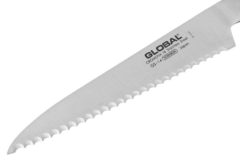 Global GS14 Coltello giapponese per verdure con lama seghettata da 15 cm