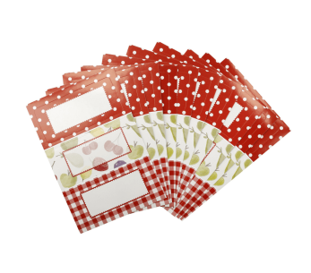 30:n KitchenCraft Home Made Orchard hillopurkkien etikettien sarja, 3 mallia.
