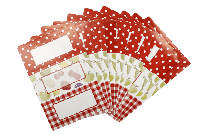 Set of 30 KitchenCraft Home Made Orchard jam jar labels, 3 designs