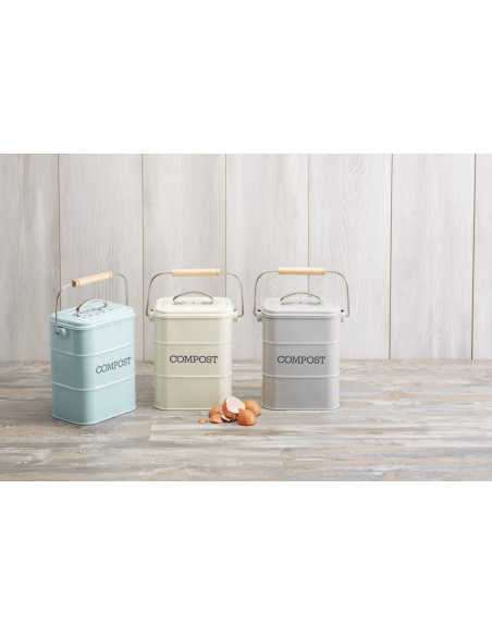Kompostbehållare KitchenCraft Living Nostalgia i grått stål 3L