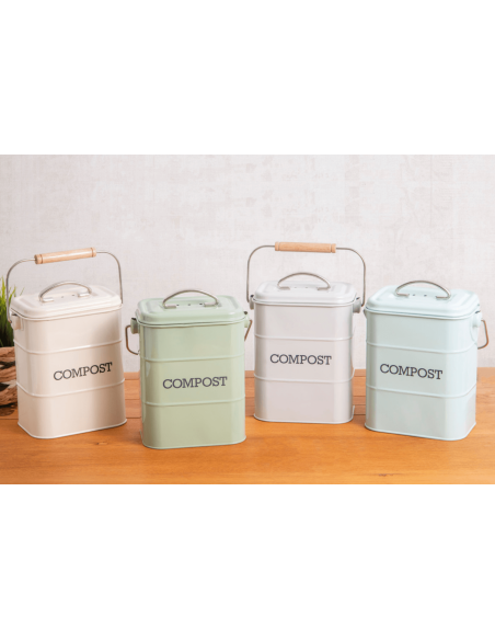 KitchenCraft Living Nostalgia compostvat in crèmestaal 3L