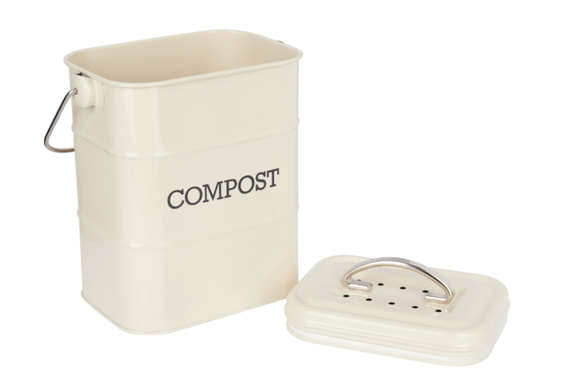 KitchenCraft Living Nostalgia kompostbeholder i cremefarvet stål 3L