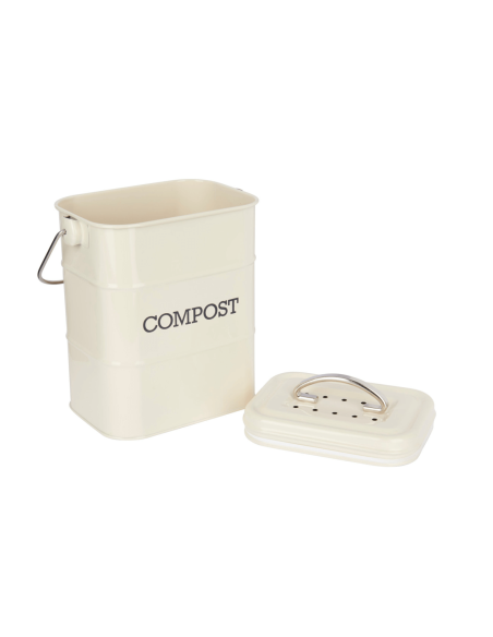 KitchenCraft Living Nostalgia compostvat in crèmestaal 3L