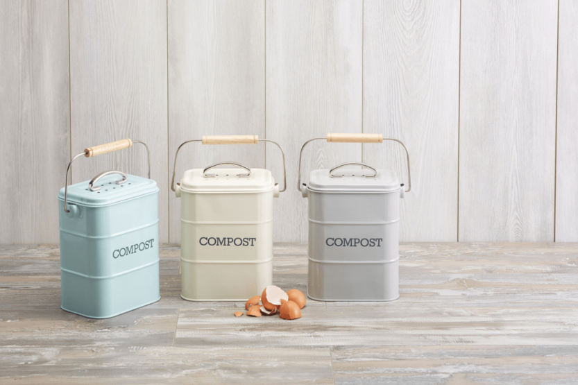 KitchenCraft Living Nostalgia compostvat in crèmestaal 3L