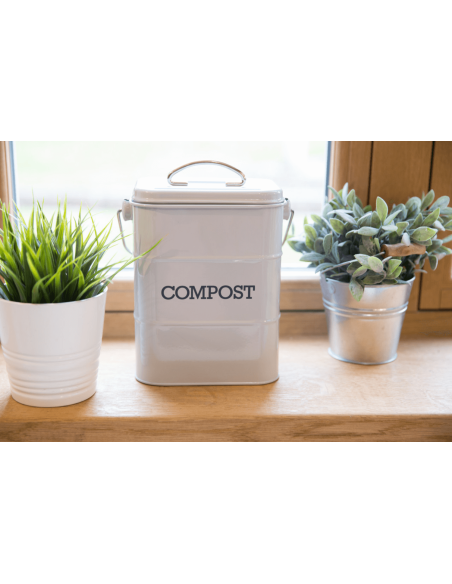 KitchenCraft Living Nostalgia compost bin in cream steel 3L