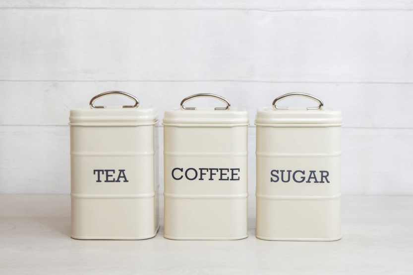 Set di 3 barattoli da tè/caffè/zucchero in acciaio color crema KitchenCraft Living Nostalgia