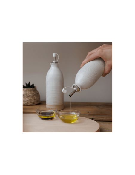 Set de 2 aceiteras y vinagreras de gres crema KitchenCraft Idilica 450ml