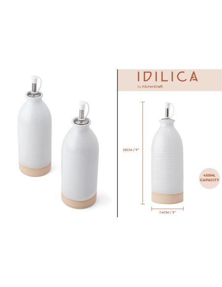 Set van 2 KitchenCraft Idilica roomsteengoed olie- en azijnflessen 450ml