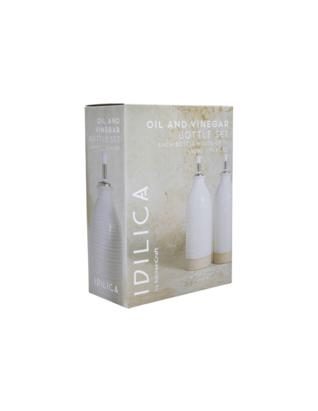Set di 2 bottiglie per olio e aceto in gres crema KitchenCraft Idilica 450ml