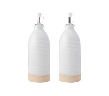 Set van 2 KitchenCraft Idilica roomsteengoed olie- en azijnflessen 450ml