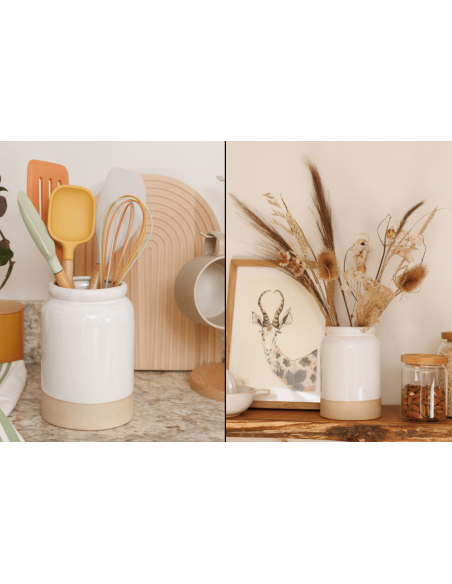 KitchenCraft Idilica portautensili in gres crema