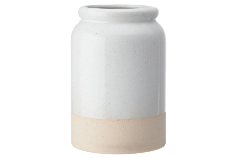 KitchenCraft Idilica portautensilios de gres color crema